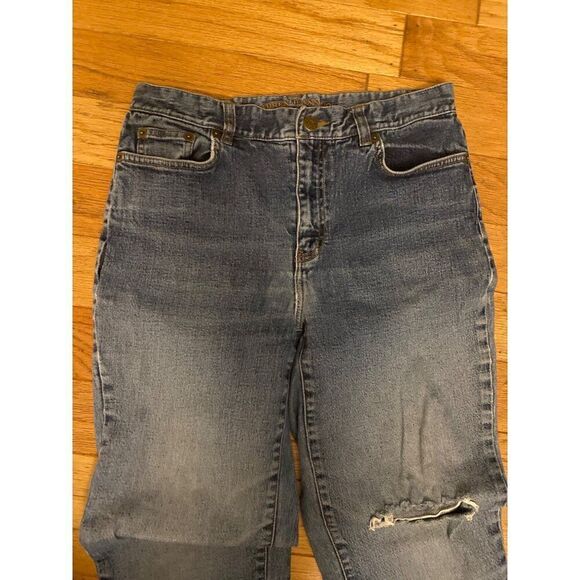 Lauren Jeans Co. Ralph Lauren Women's Size 4 Distressed Straight Leg Denim Jeans - Picture 3 of 8